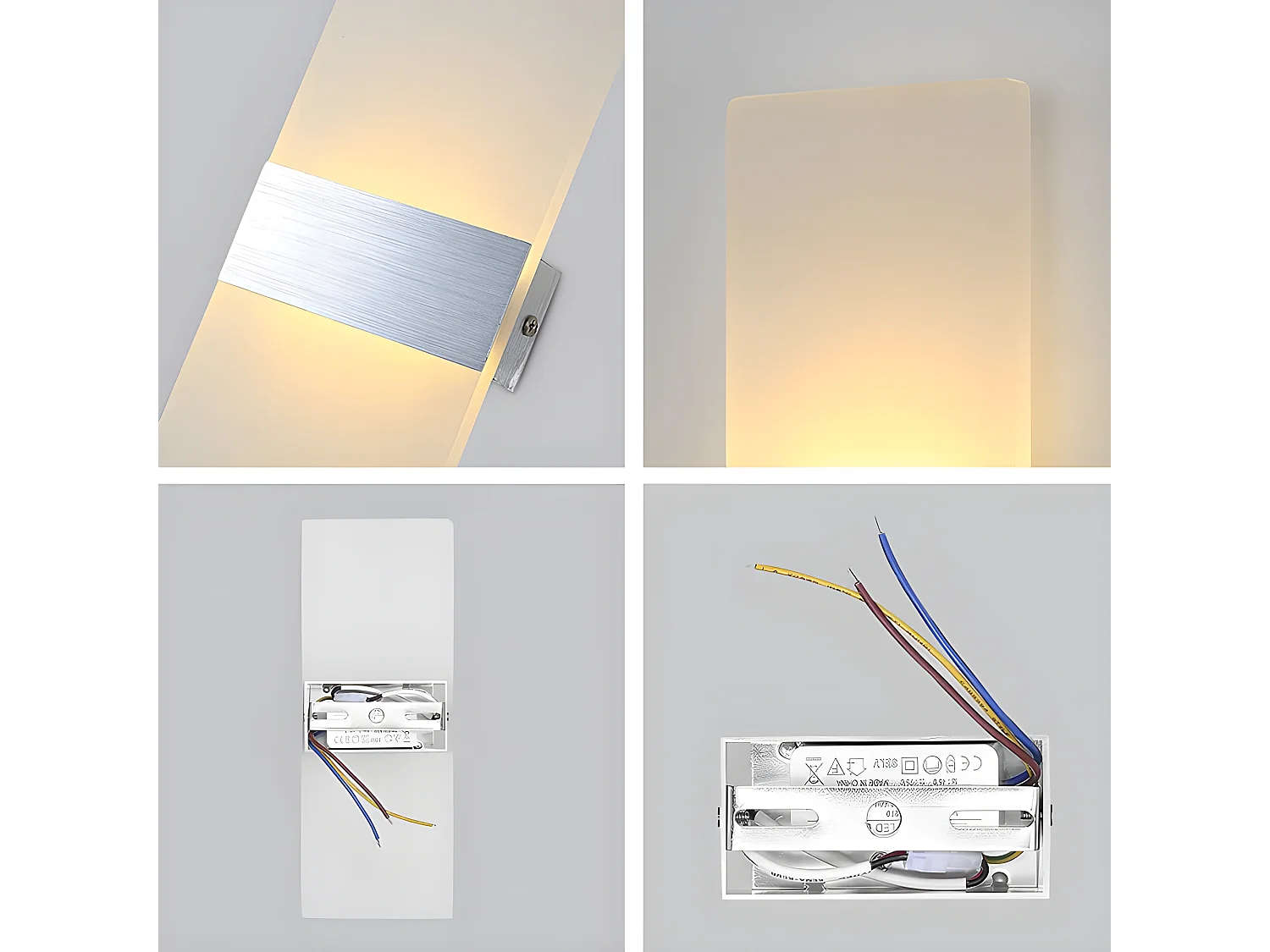 applique murale led intérieur, 12w lampe murale en aluminium et acrylique design, moderne