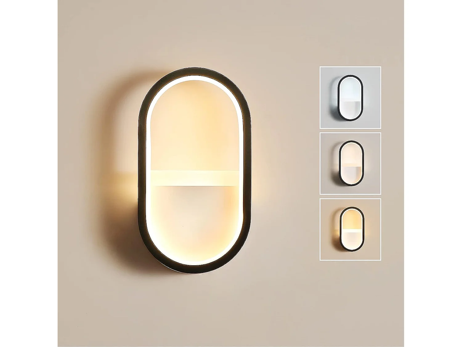 applique murale led moderne, 3000k, 4000k, 6000k lampe murale réglable 3 couleurs, éclaira