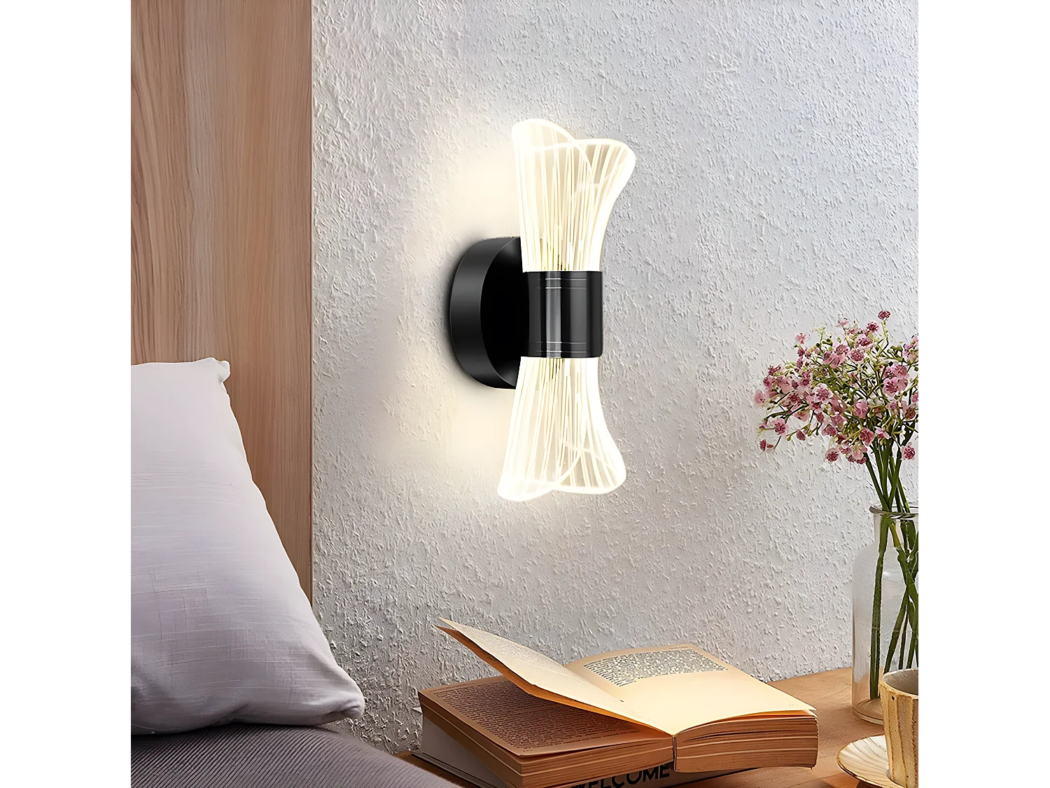 Applique murale intérieur led dimmable moderne, noir, 22*10*8cm, 12w