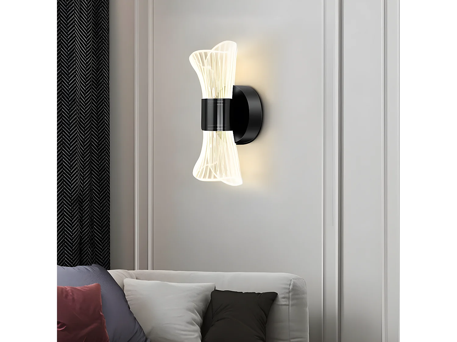 Applique murale intérieur led dimmable moderne, noir, 22*10*8cm, 12w