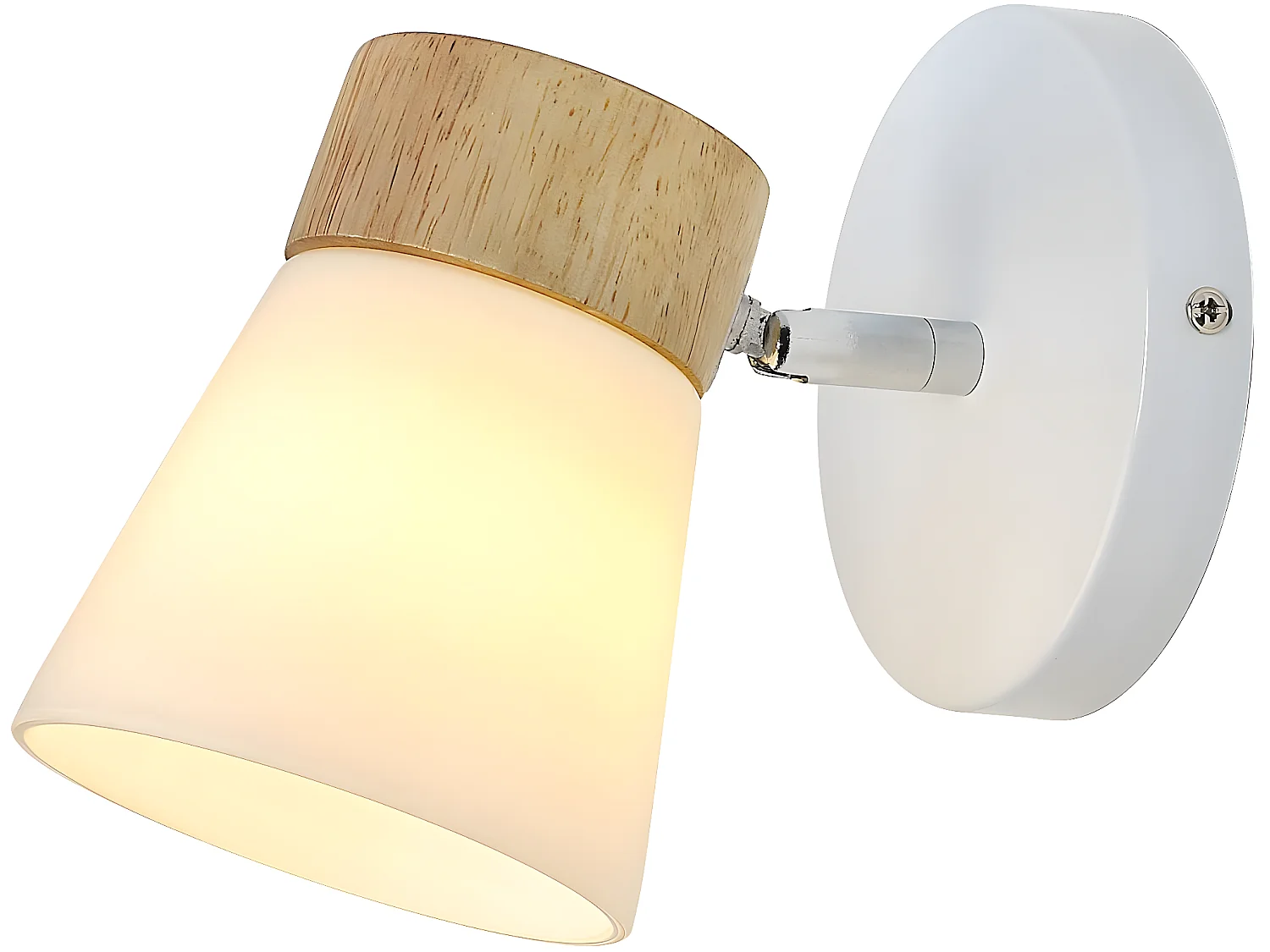 Applique murale intérieur style minimaliste moderne, 12*12*15cm, blanc brun, en bois, sans ampoules E27