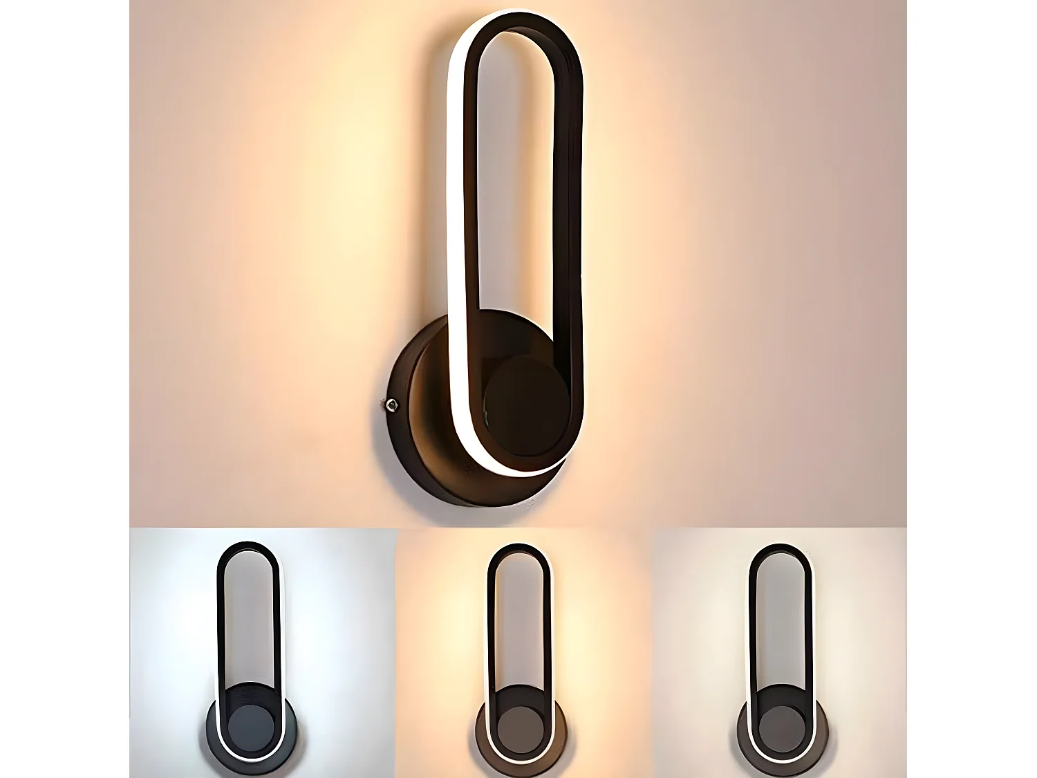 Applique murale led intérieur 12w, 30×12×7cm, noir, dimmable rotatif à 330 ° moderne