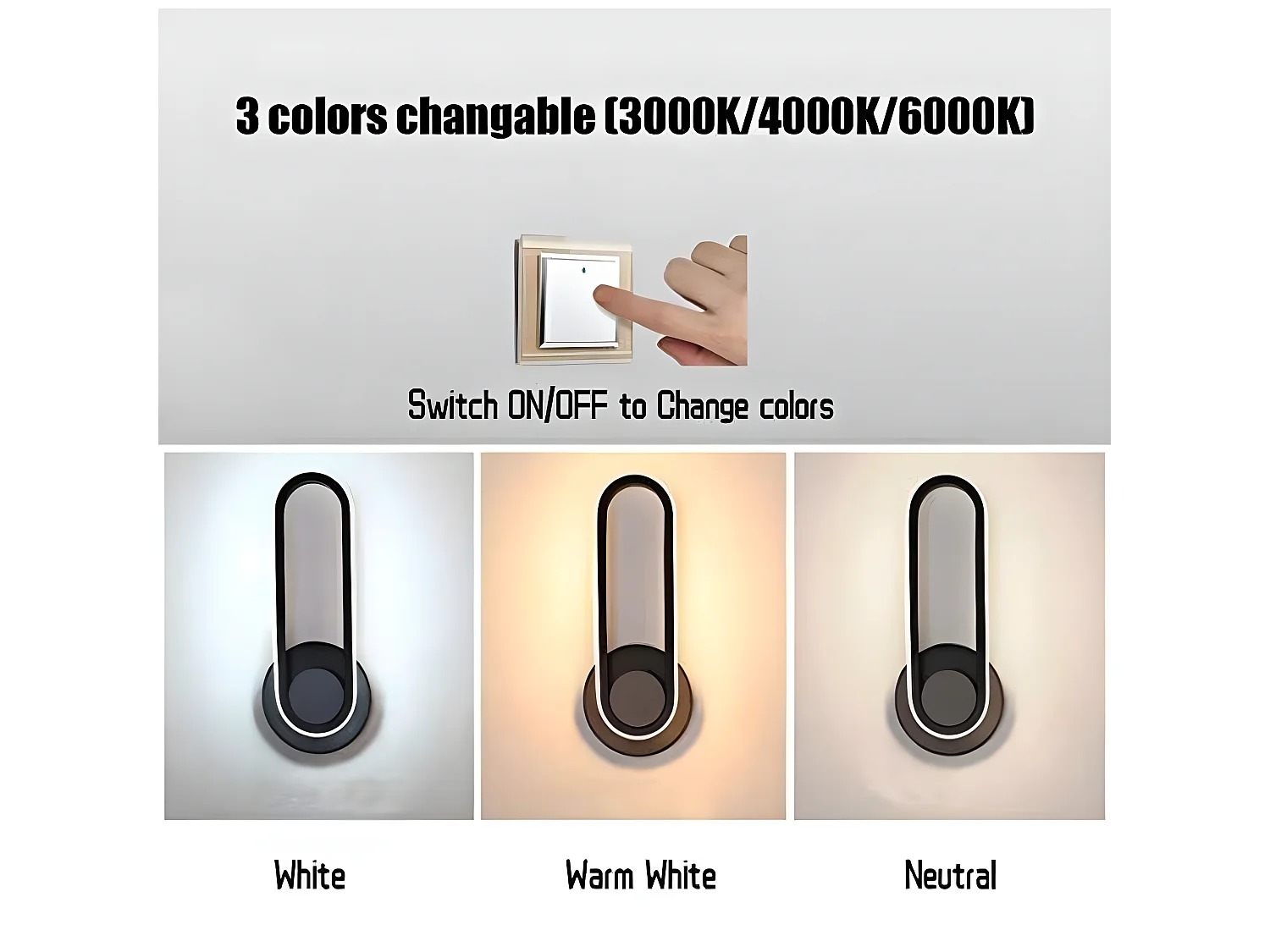 Applique murale led intérieur 12w, 30×12×7cm, noir, dimmable rotatif à 330 ° moderne