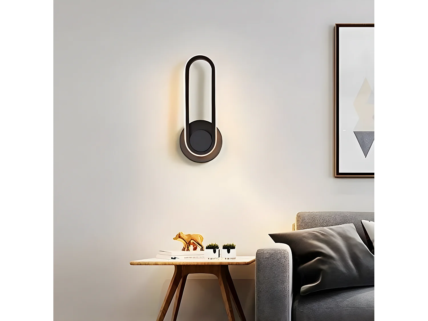 Applique murale led intérieur 12w, 30×12×7cm, noir, dimmable rotatif à 330 ° moderne