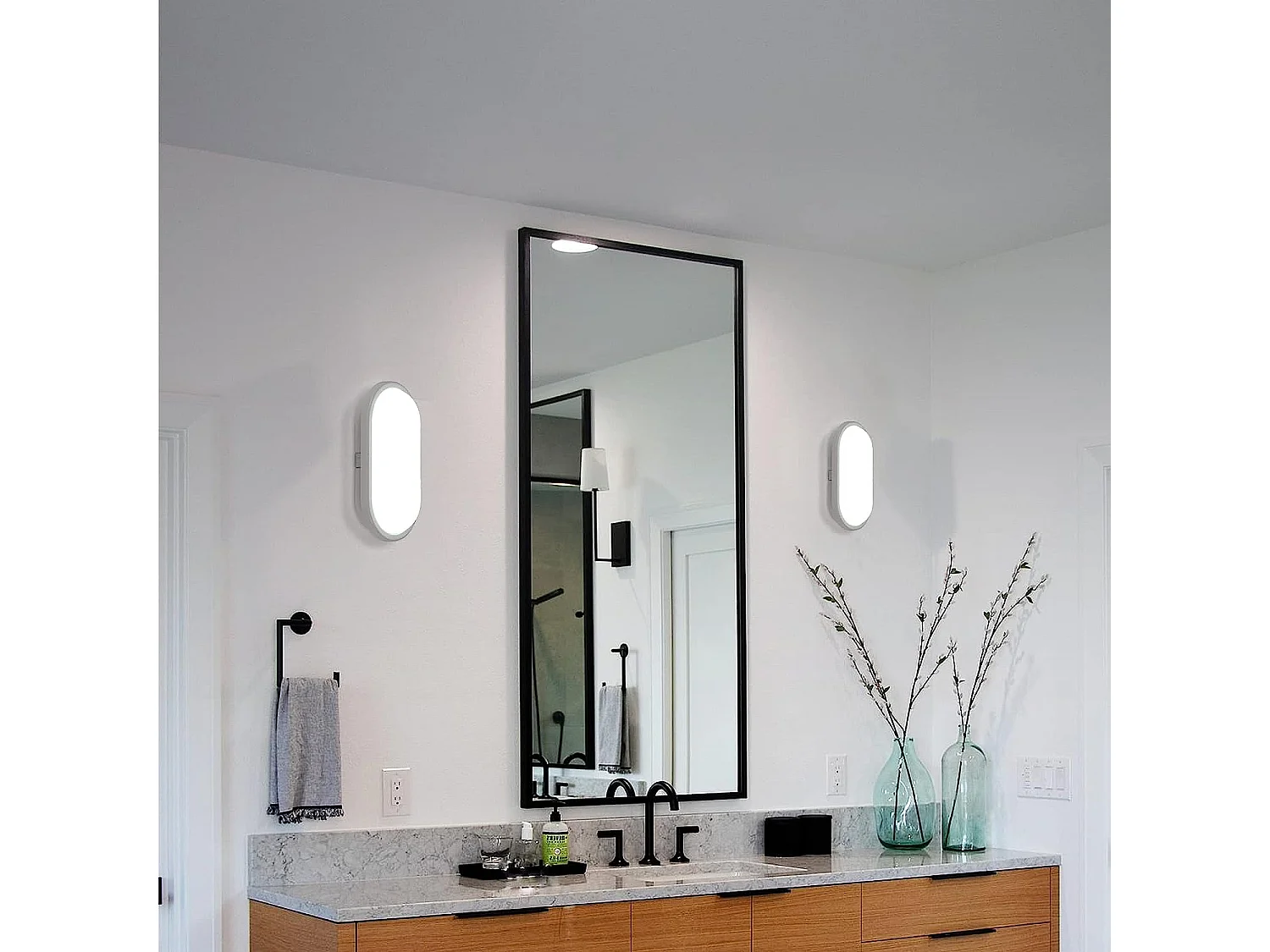 2 stuks LED Ovaal plafondlicht, 21*11.2*5,7 cm, wit, voor waterdichte badkamer IP54 Koud Wit 6000K