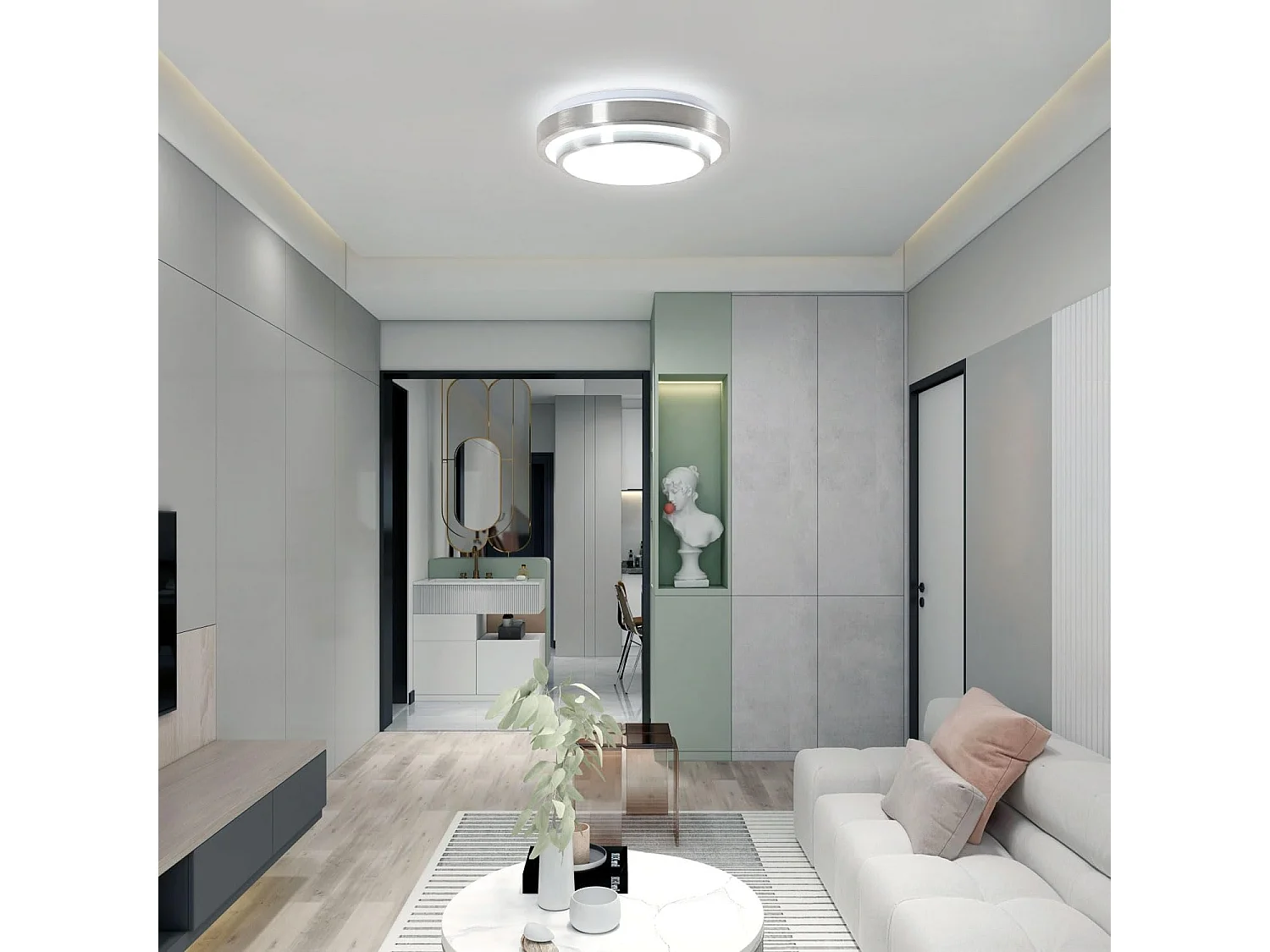 Moderne runde LED-Deckenleuchte, weiß, 29 x 8 cm, Kaltweiß 6000 K, 24 W für Wohnzimmer und Schlafzimmer
