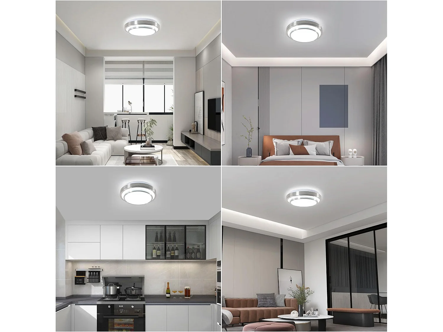 Moderne runde LED-Deckenleuchte, weiß, 29 x 8 cm, Kaltweiß 6000 K, 24 W für Wohnzimmer und Schlafzimmer