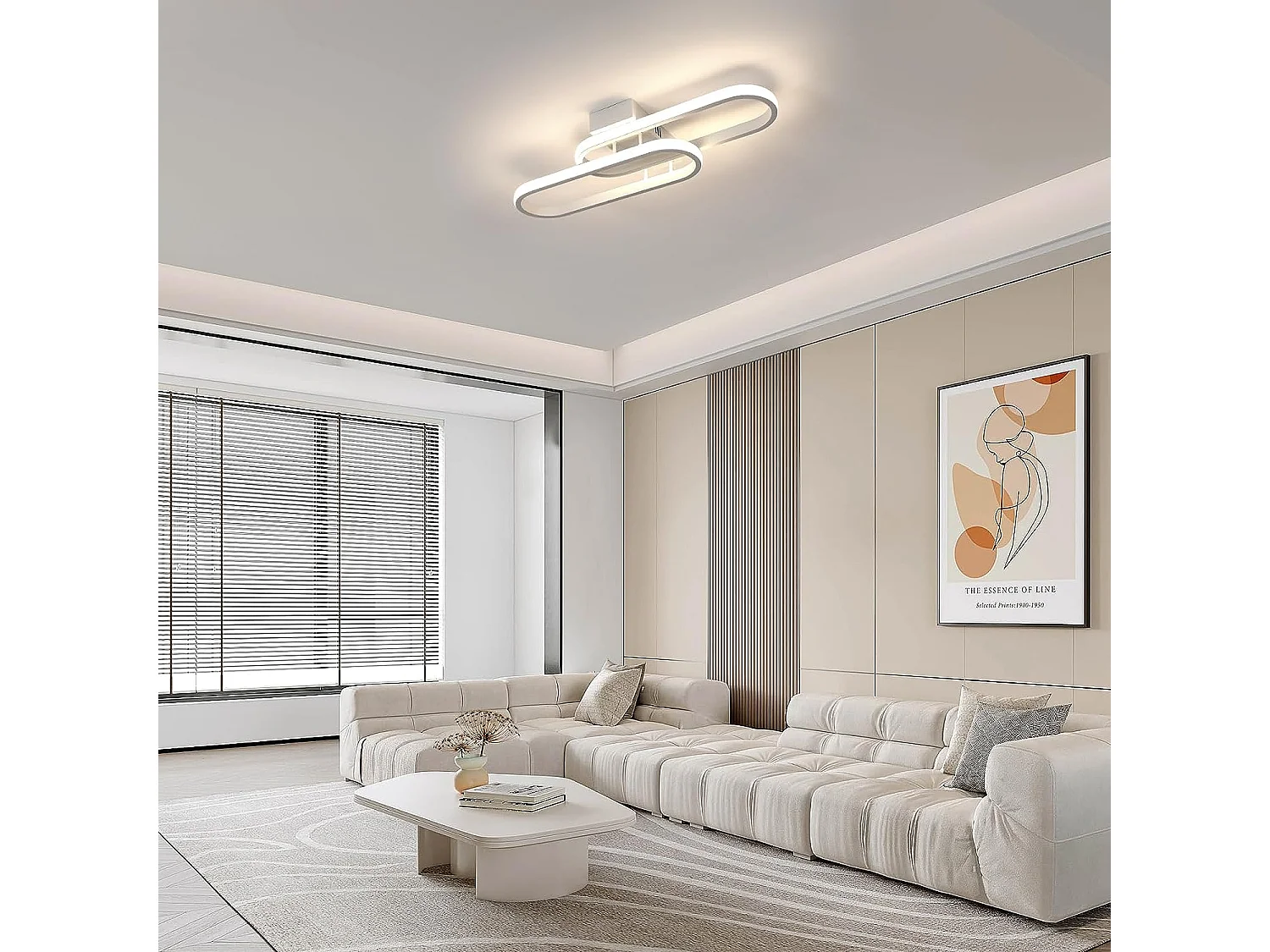 Plafonnier led 32w 3600lm moderne, blanc, 50.5*17*8cm, en acrylique, lumière neutre