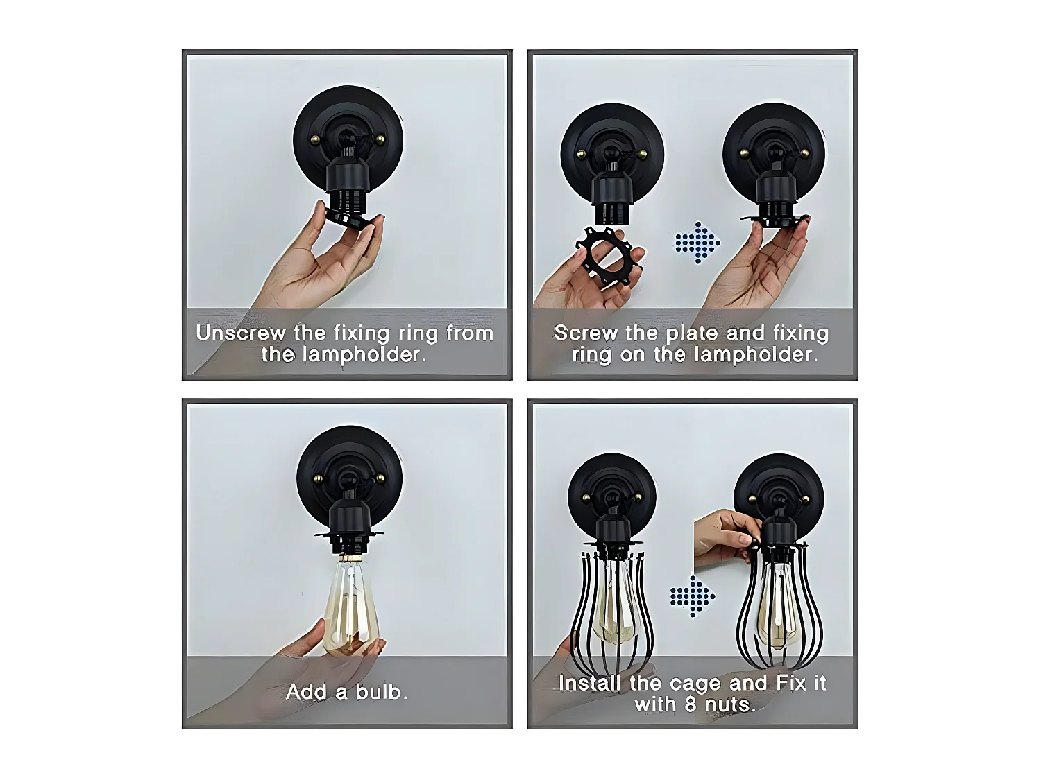 Applique murale industrielle, 28 * 15 * 12 CM, ajustable rétro metal applique, noir E27 sans ampoules