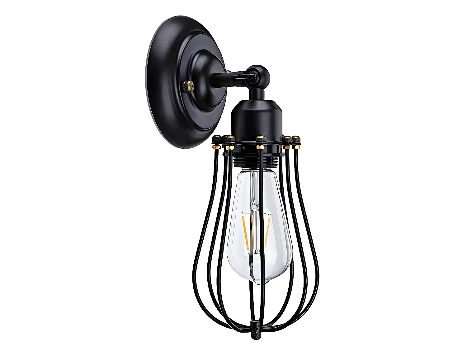 Applique murale industrielle, 28 * 15 * 12 CM, ajustable rétro metal applique, noir E27 sans ampoules