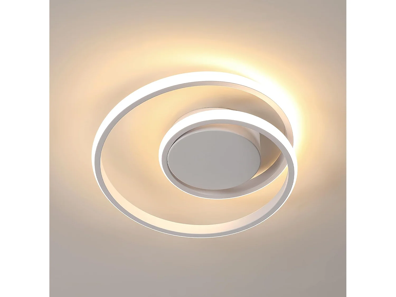 Plafonnier led 30w moderne créatif, D30*H10cm, lampe de plafond spirale 3400lm, lumière blanc chaud