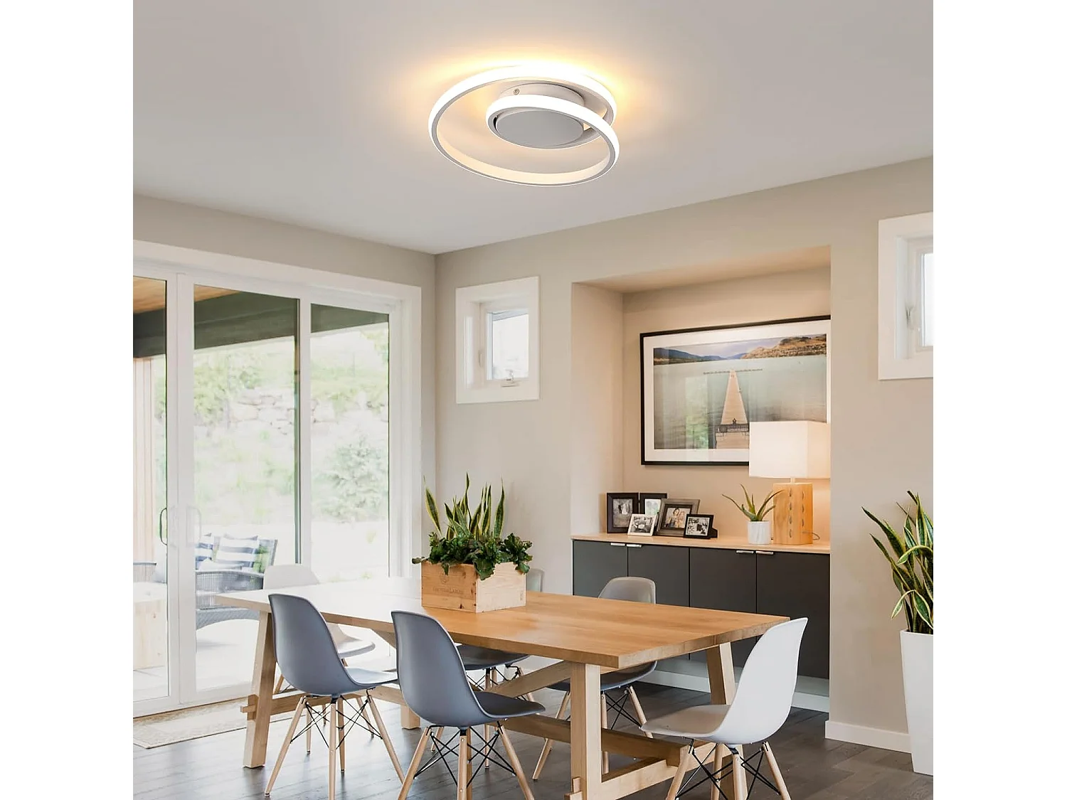 Plafonnier led 30w moderne créatif, D30*H10cm, lampe de plafond spirale 3400lm, lumière blanc chaud