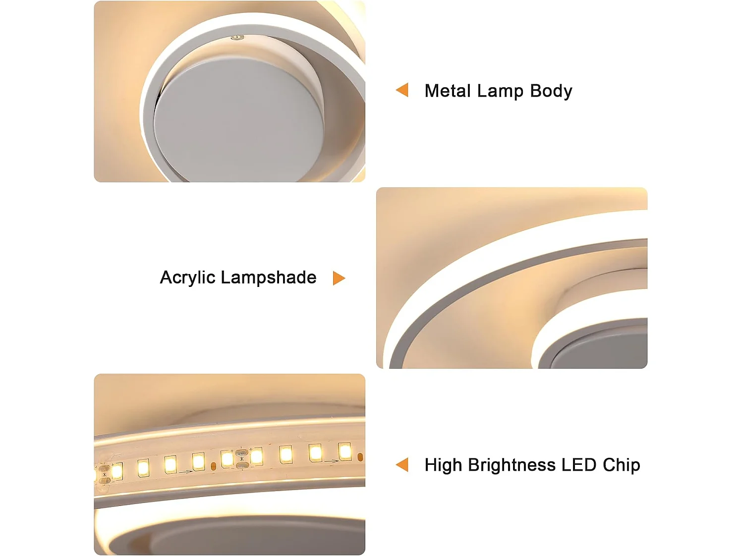 Plafonnier led 30w moderne créatif, D30*H10cm, lampe de plafond spirale 3400lm, lumière blanc chaud