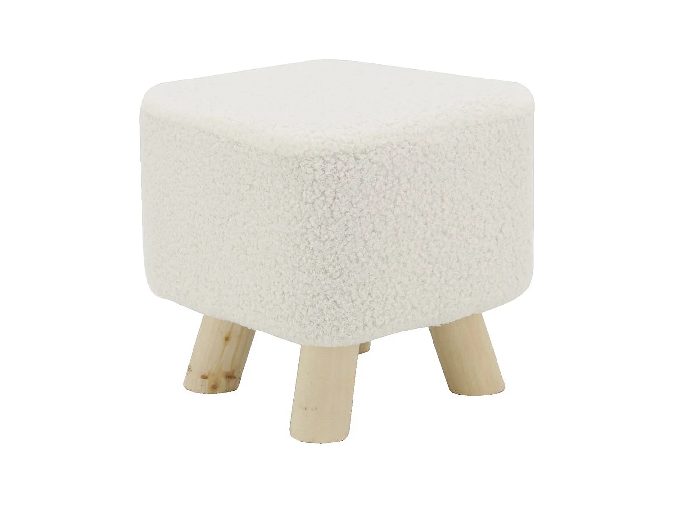 Tabouret carré enfant en coton bouclettes