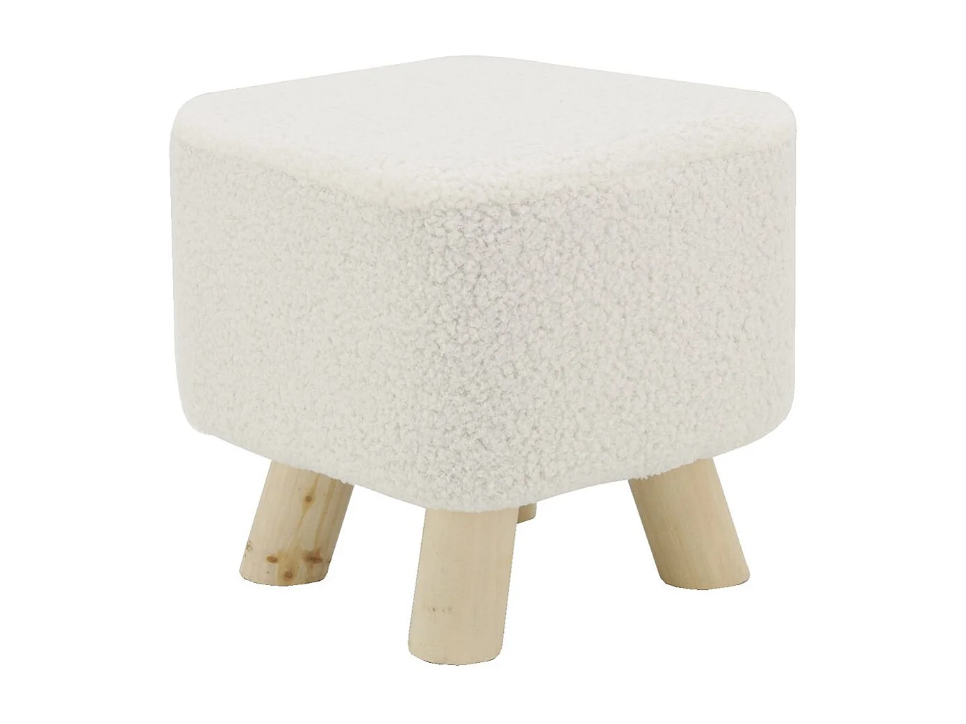 Tabouret carré enfant en coton bouclettes