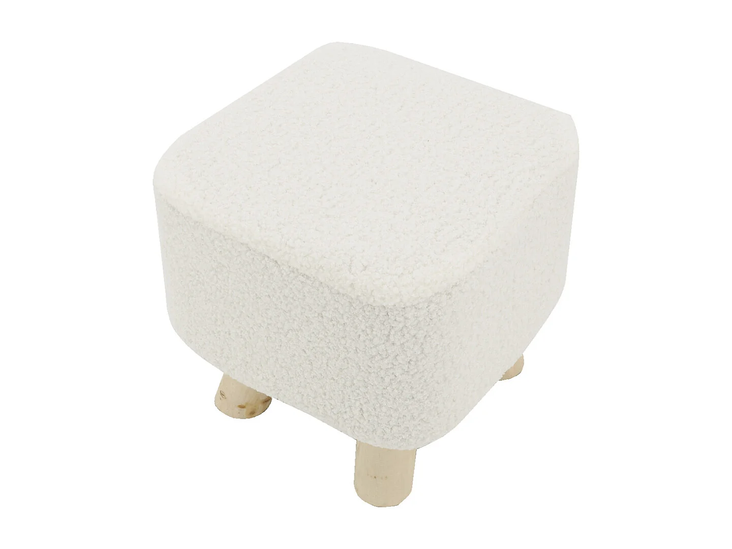 Tabouret carré enfant en coton bouclettes