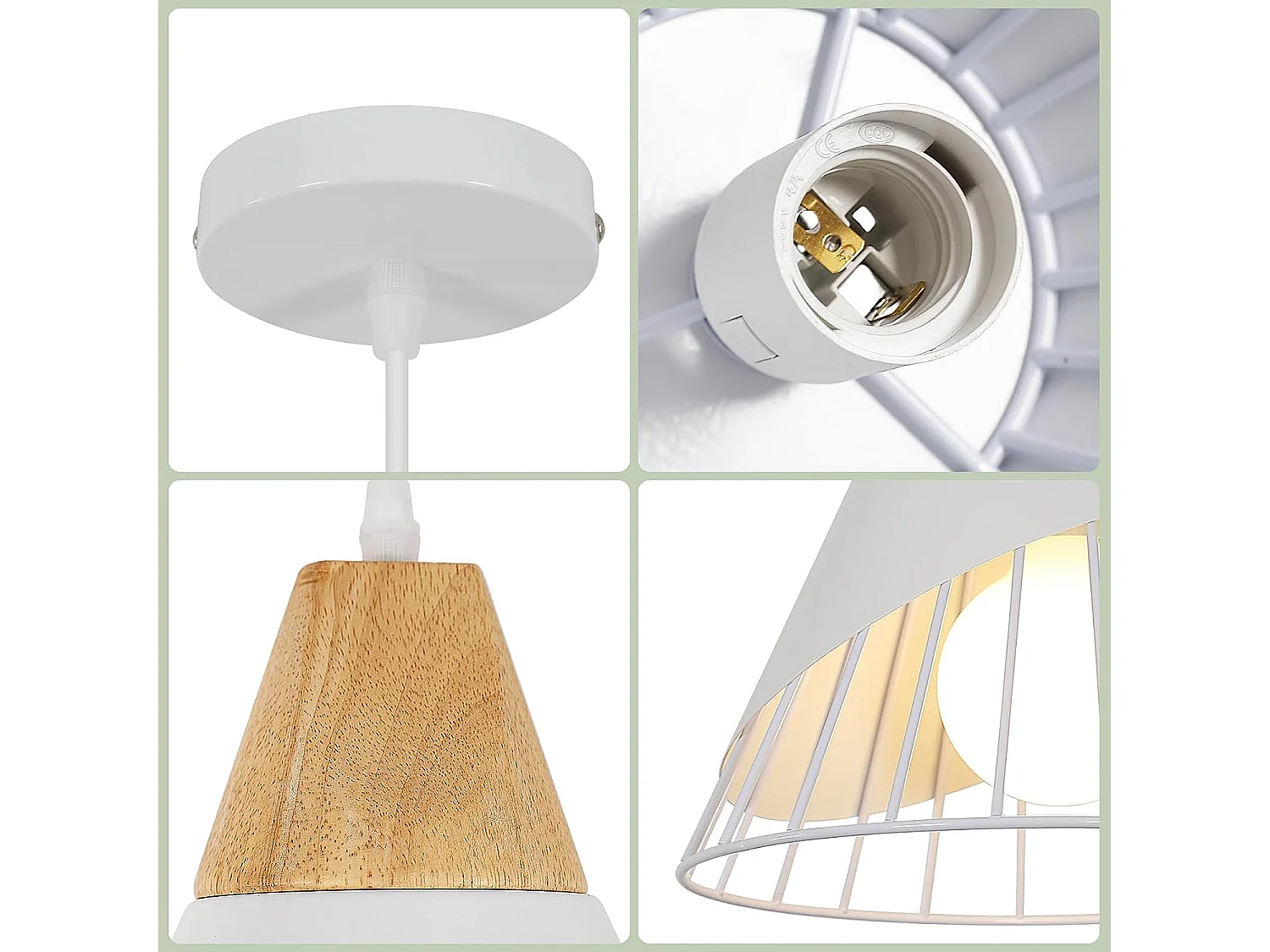 Suspension luminaire industriel,  25 * 25 * 120 CM, en métal lustre blanc rétro industriel