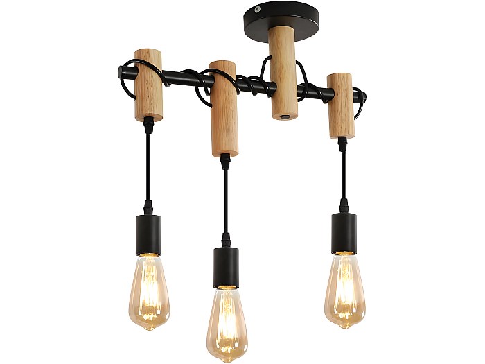 Plafonnier Lustre Vintage Hofstein - 4/6 Lumières - Bois Noir/marron - Pour Salon, Chambre