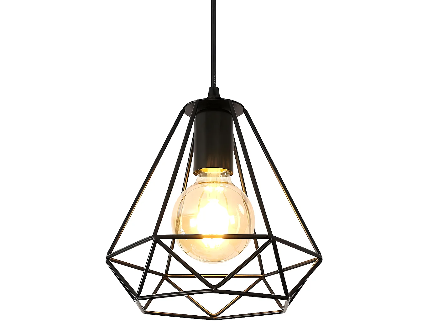 Suspension luminaire lustre cuisine moderne noir, 20*23cm, noir, E27, en metal