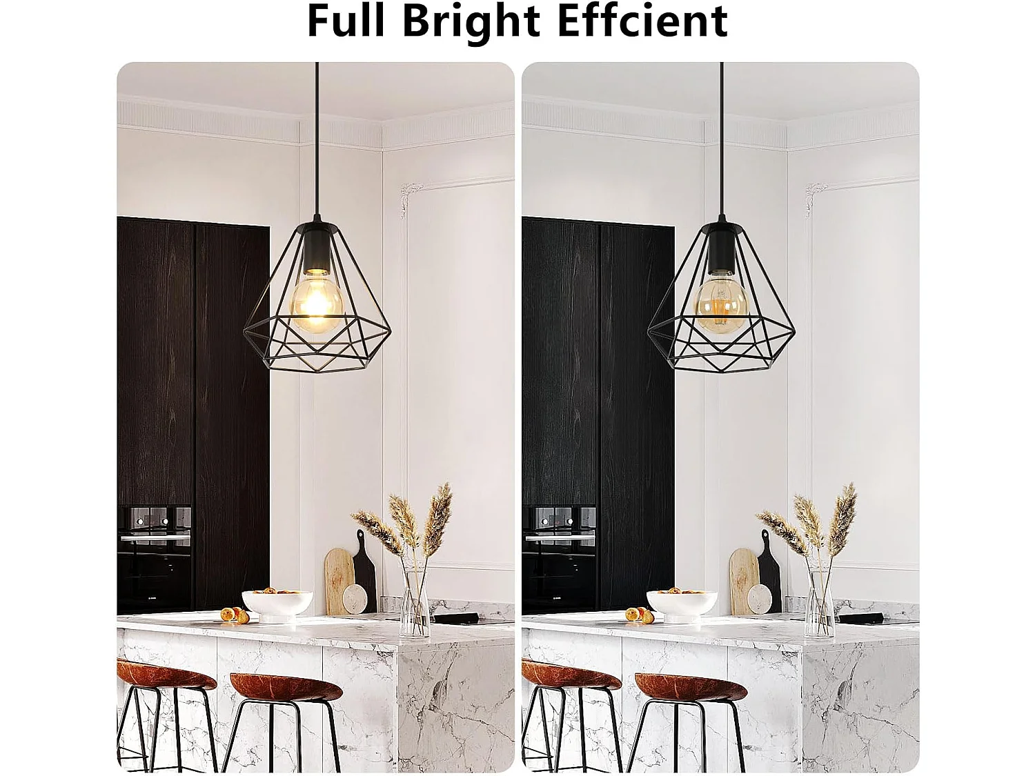 Suspension luminaire lustre cuisine moderne noir, 20*23cm, noir, E27, en metal