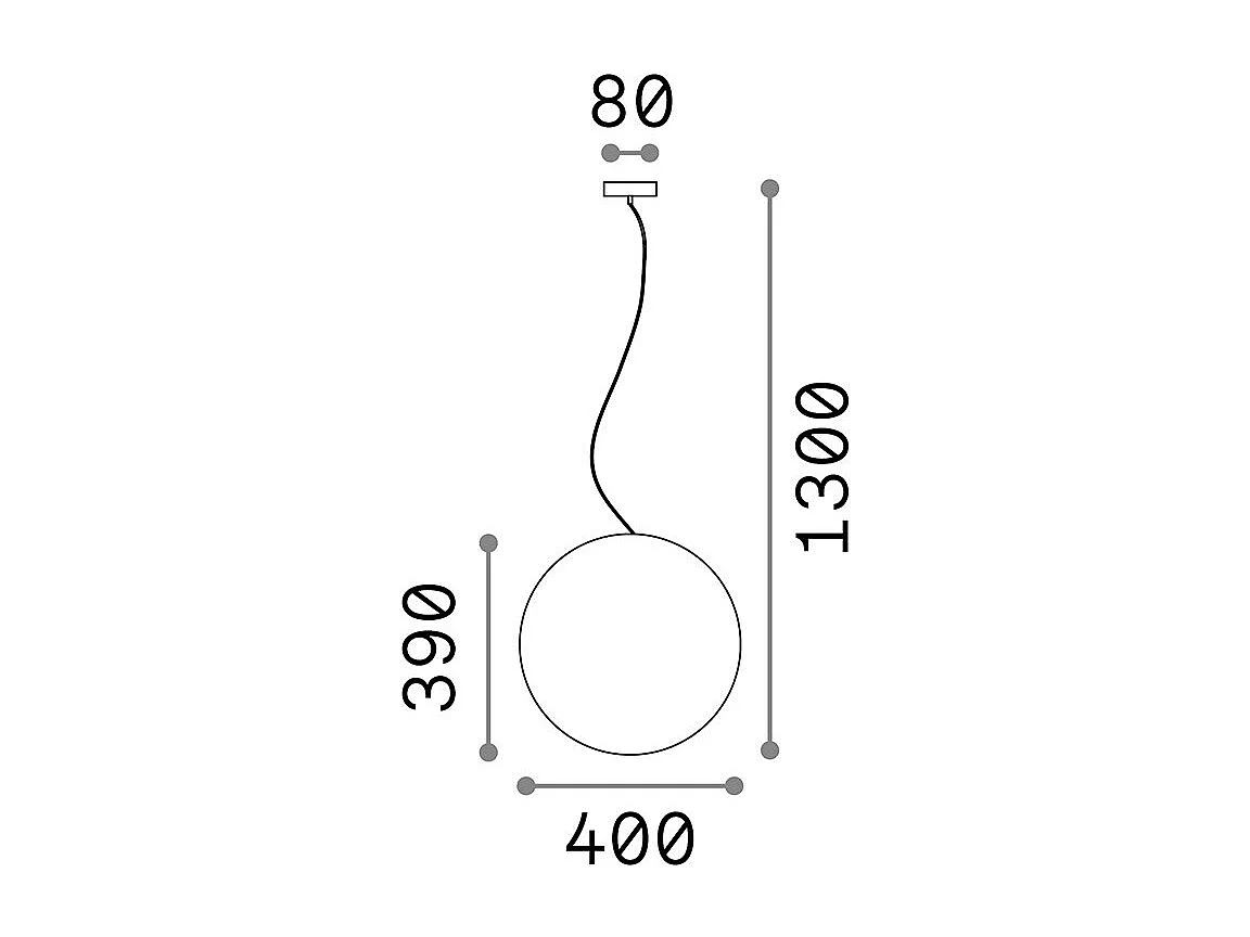 Suspensión esférica en material plástico opalino.