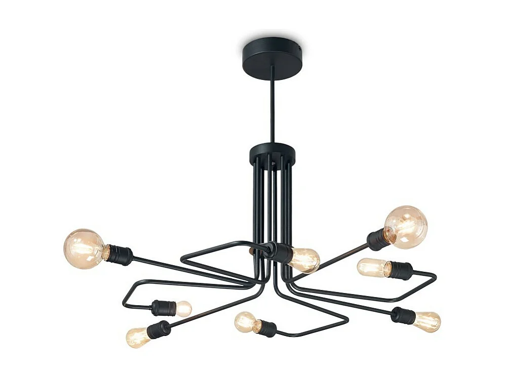 Ideal Lux TRIUMPH - Lampada a sospensione da soffitto a braccio Mutli per interni 8 luci nera, attacco E27