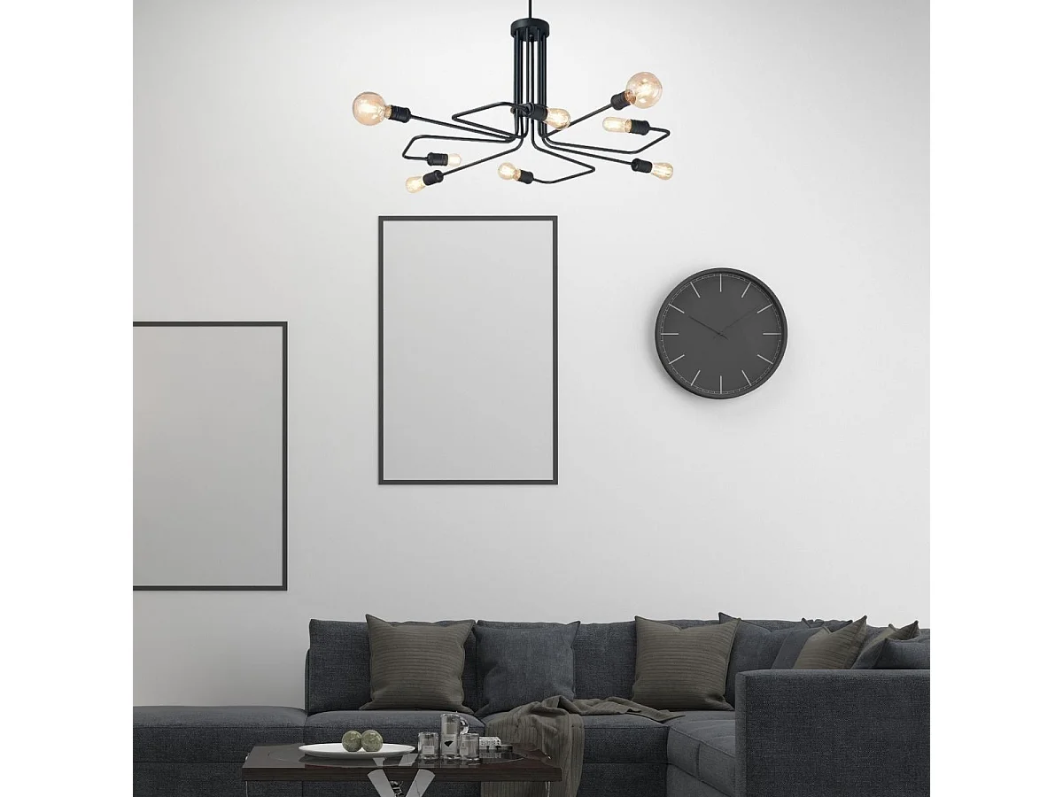 Ideal Lux TRIUMPH - Lampada a sospensione da soffitto a braccio Mutli per interni 8 luci nera, attacco E27
