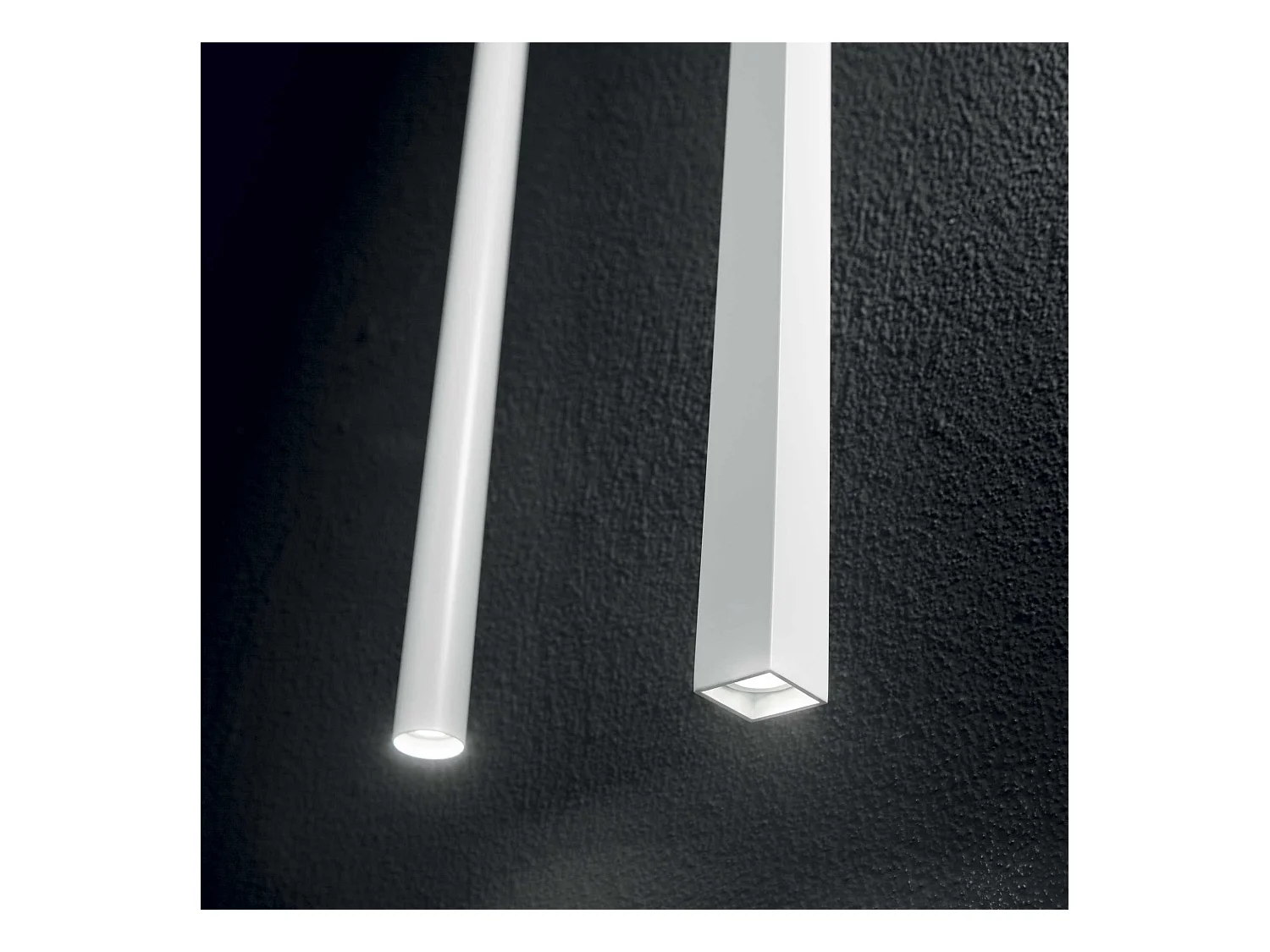 Petite suspension led en métal blanc à section carrée