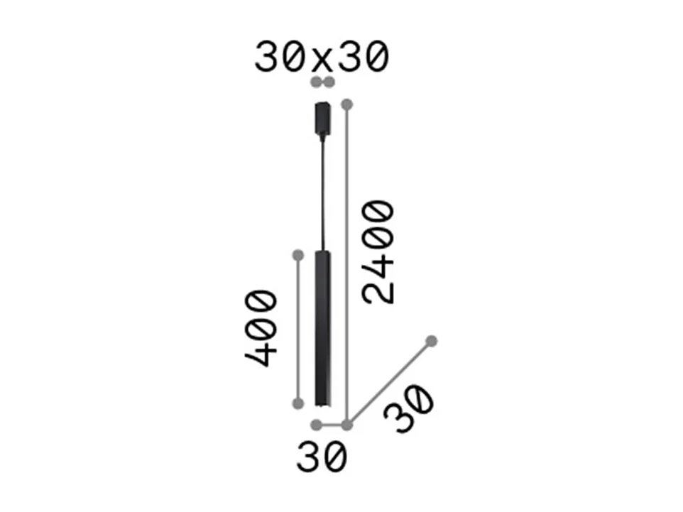 Petite suspension led en métal blanc à section carrée
