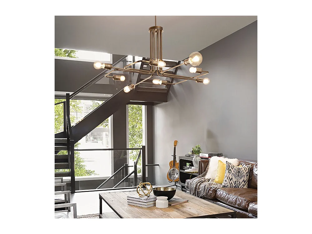 Ideal Lux Triumph - 8 licht Multi Arm Deckenpendelleuchte Antik Messing
