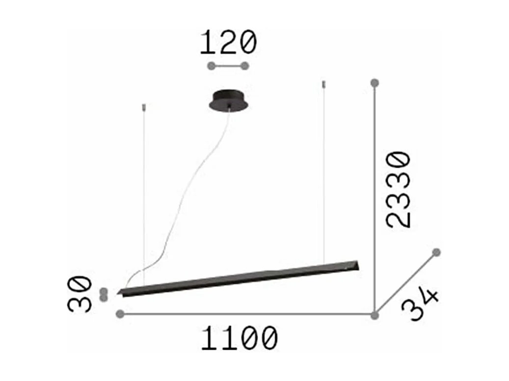 Lineaire LED-hanglamp van metaal met zwarte afwerking en opalen siliconen diffuser