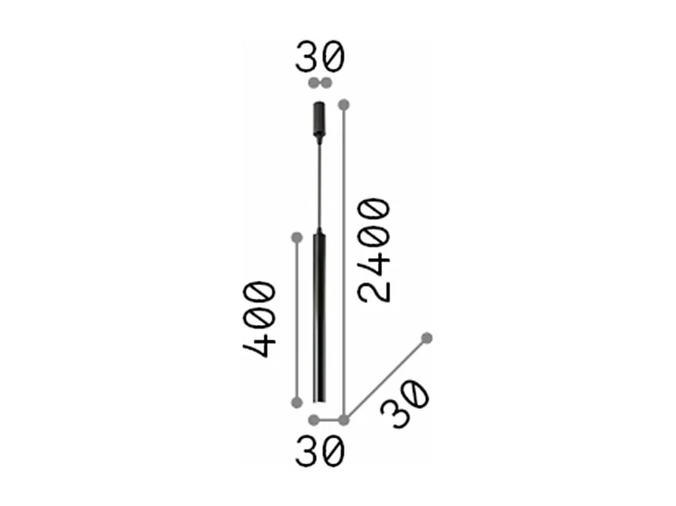 Kleine LED-hanglamp van zwart metaal, ronde doorsnede