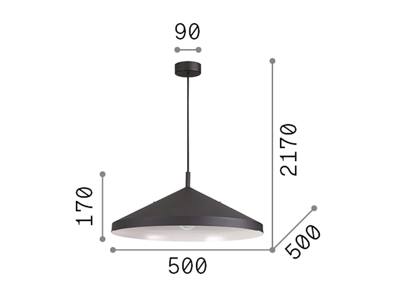 Ideal Lux YURTA Dome Pendelleuchte Schwarz 50cm