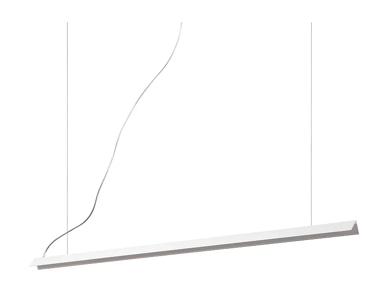Sospensione led lineare in metallo finitura bianca diffusore in silicone opale