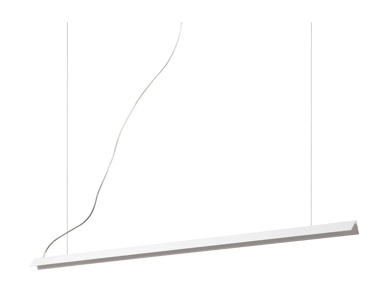 Lámpara de suspensión LED lineal en metal acabado blanco, difusor de silicona opal