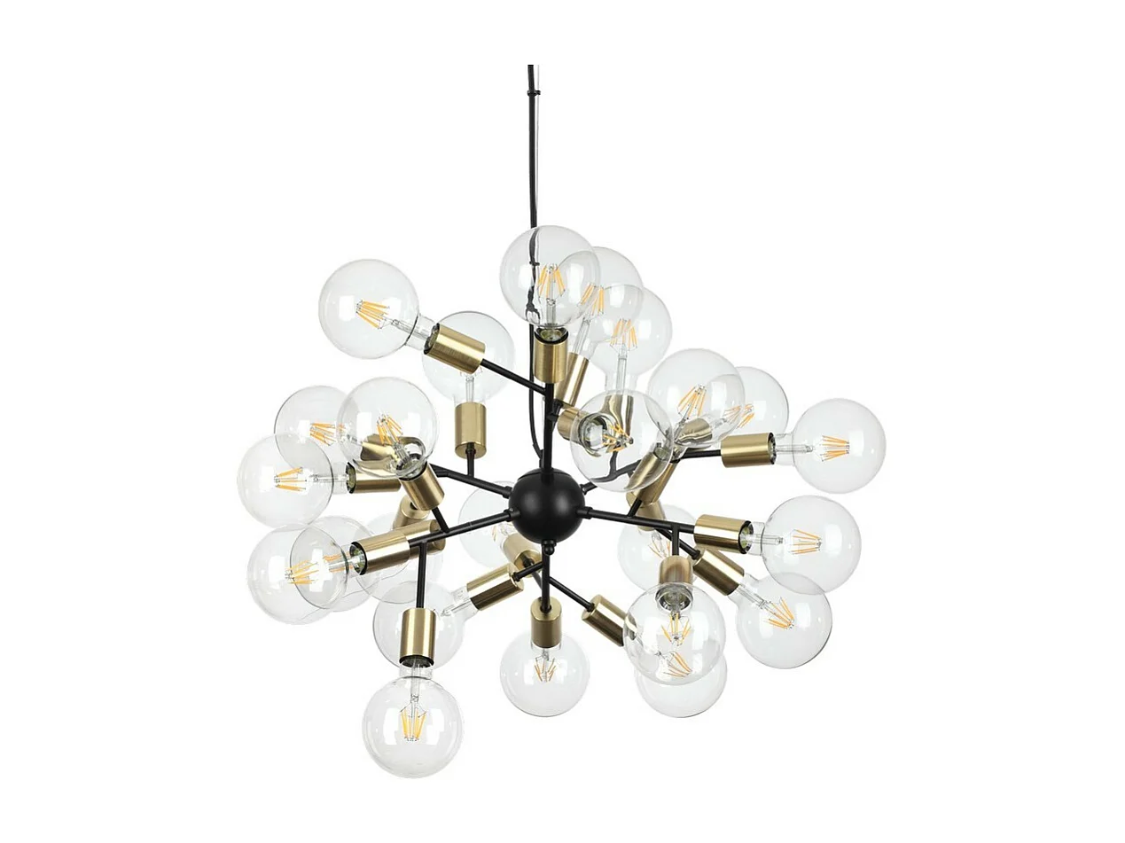 Matzwart gelakte metalen kroonluchter met vergulde fittingen