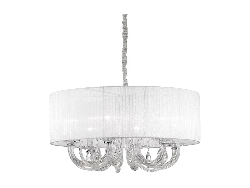 Ideal Lux Swan - 6 licht Multi Arm Deckenanhänger Chrom, Glas Sechs, E14