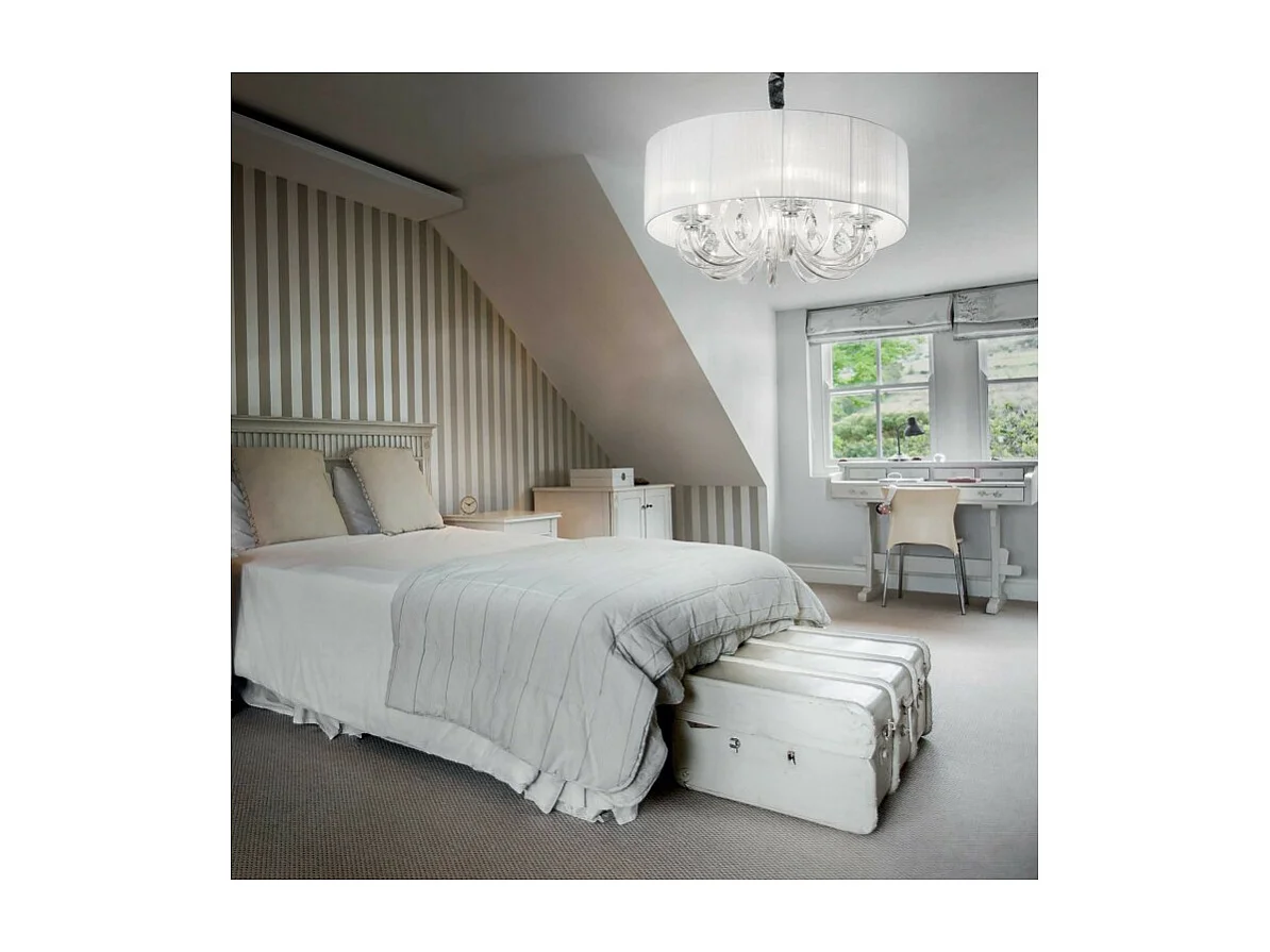 Ideal Lux Swan - Lampada da soffitto a 6 luci multibraccio cromata, vetro sei, E14