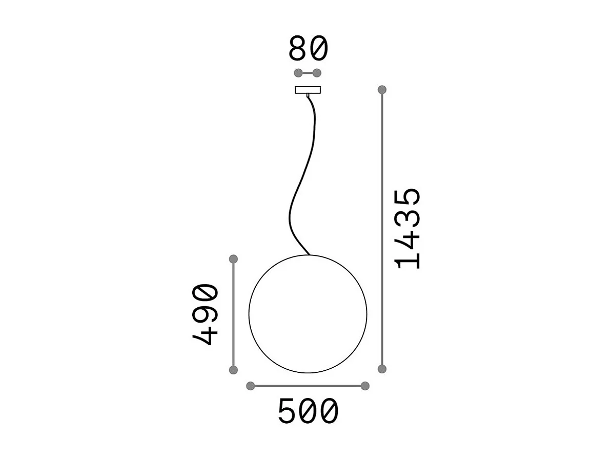 Sospensione sferica in materiale plastico opalino