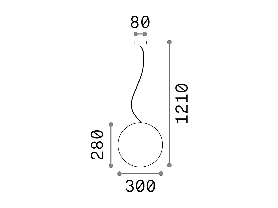 Sospensione sferica in materiale plastico opalino