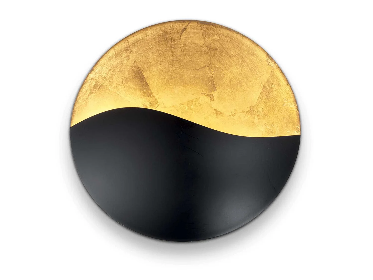 Applique ronde en métal noir et feuille d'or