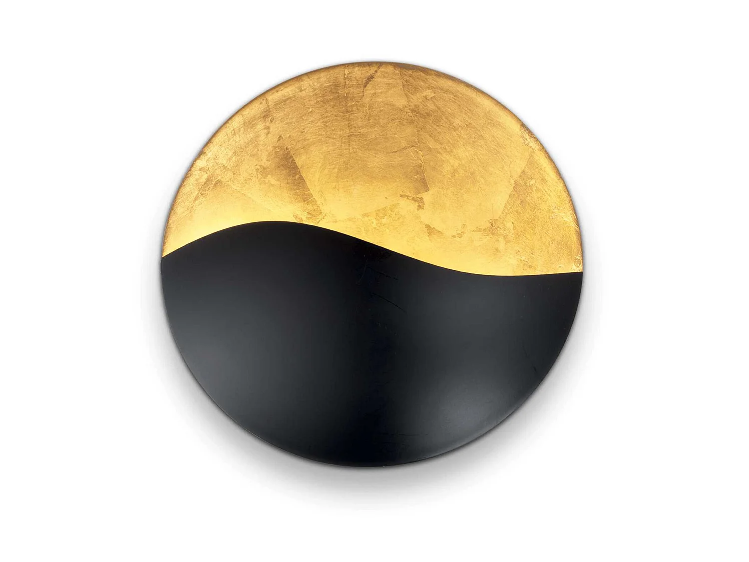 Ronde wandlamp van zwart metaal en bladgoud
