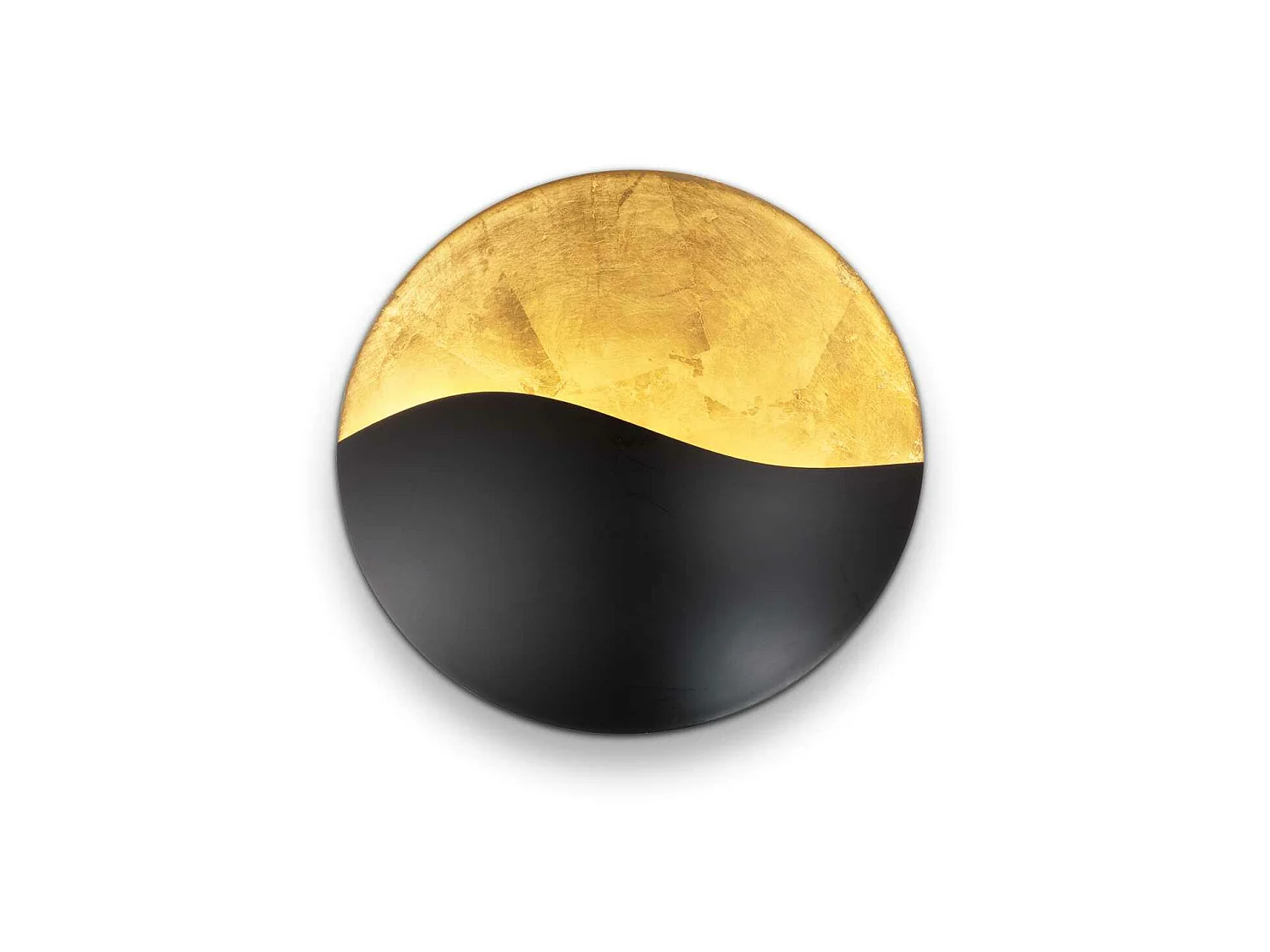 Applique ronde en métal noir et feuille d'or
