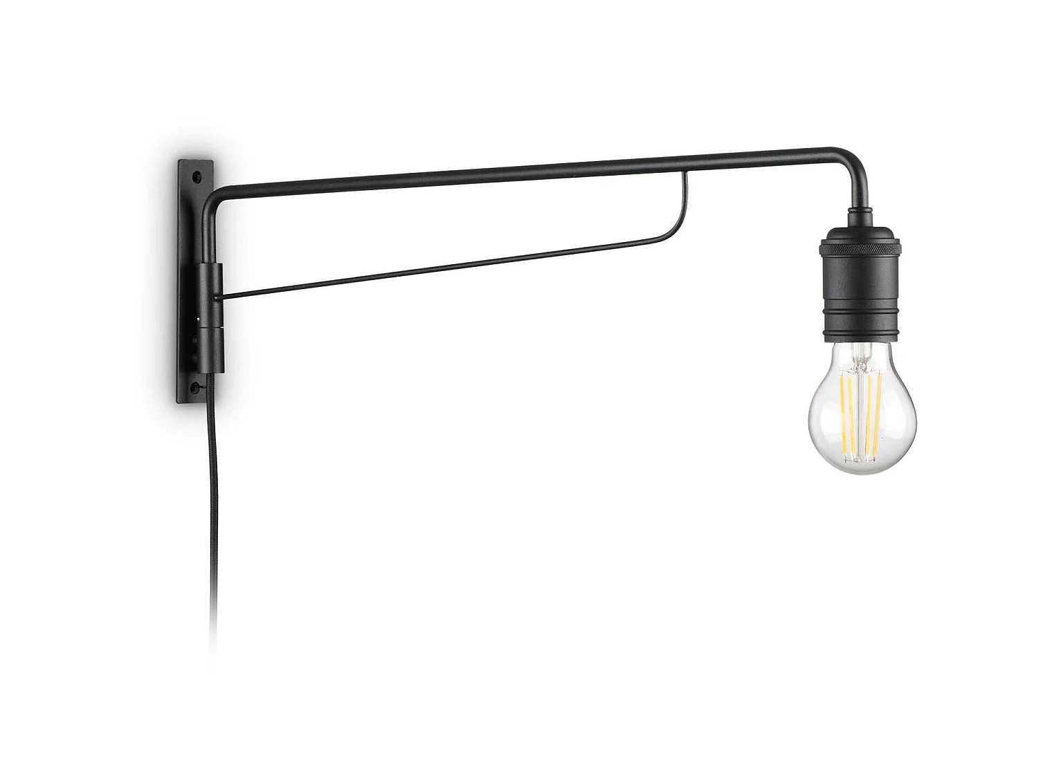 Applique en métal finition noir avec câble en tissu