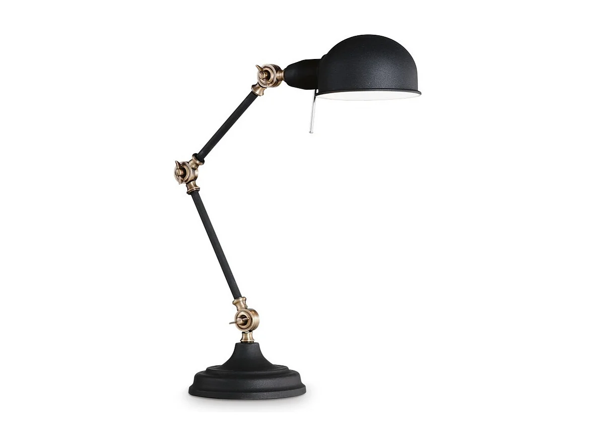 Ideal Lux Truman Lampe de Table Ajustable à 1 Lumière Blanc, Noir, Laiton, E27