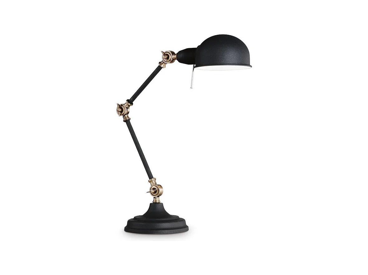 Ideal Lux Truman Lampe de Table Ajustable à 1 Lumière Blanc, Noir, Laiton, E27
