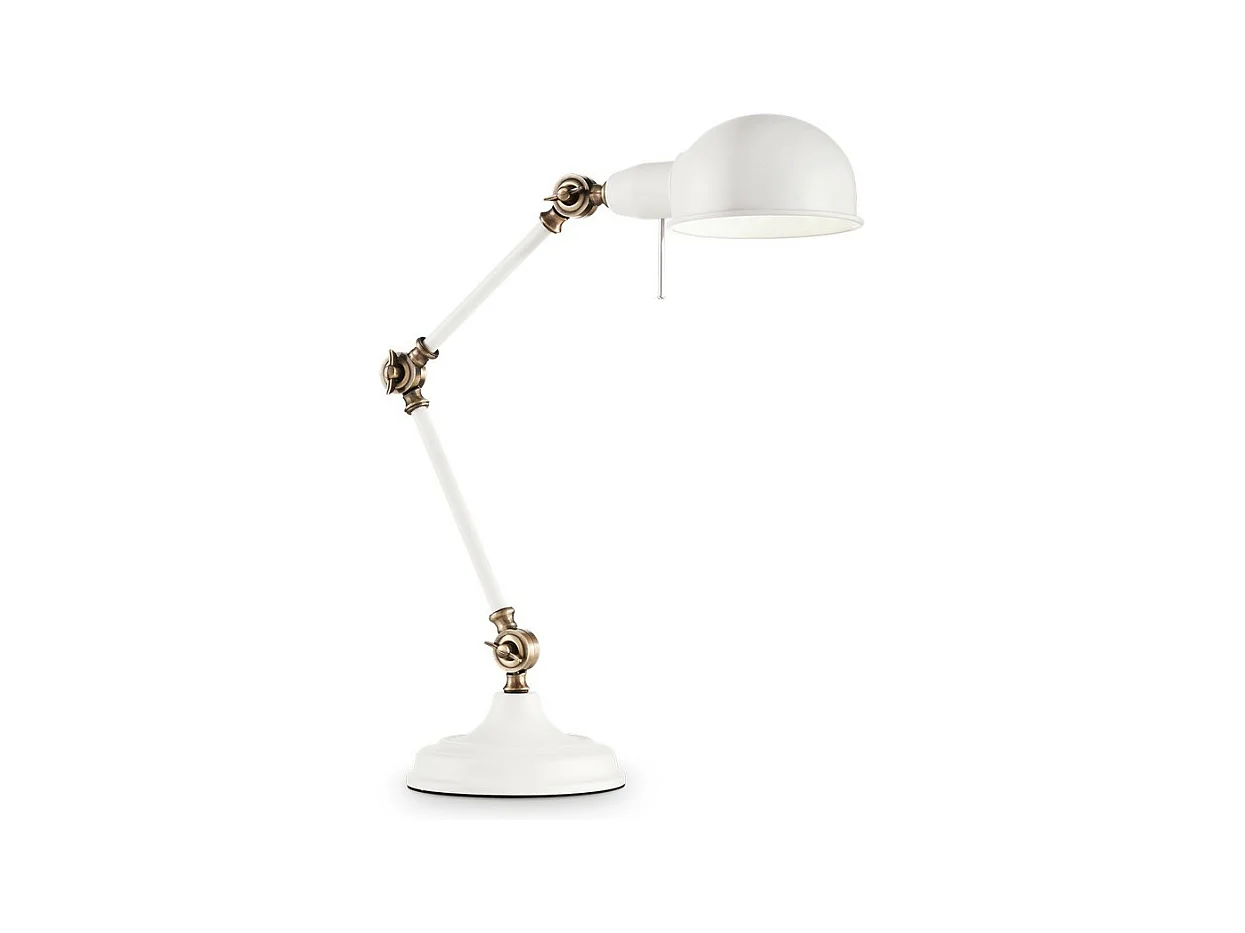 Ideal Lux Truman Lampe de table réglable à 1 lumière, blanc, laiton, E27