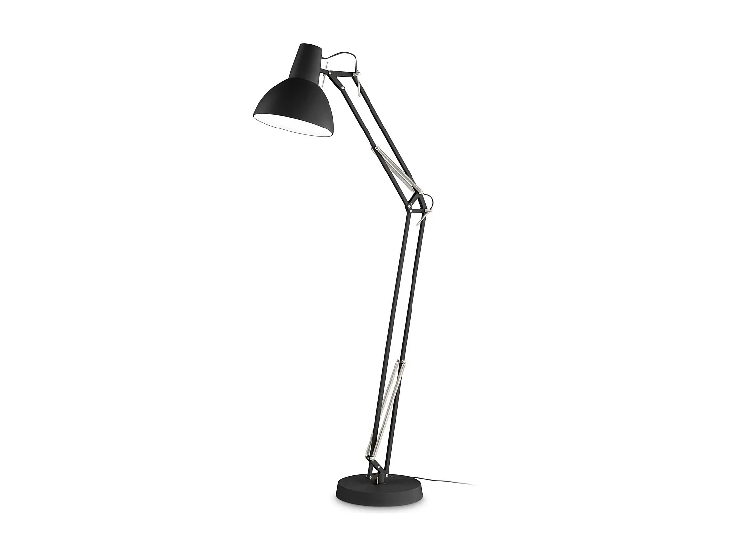 Lampadaire en métal noir à structure articulée