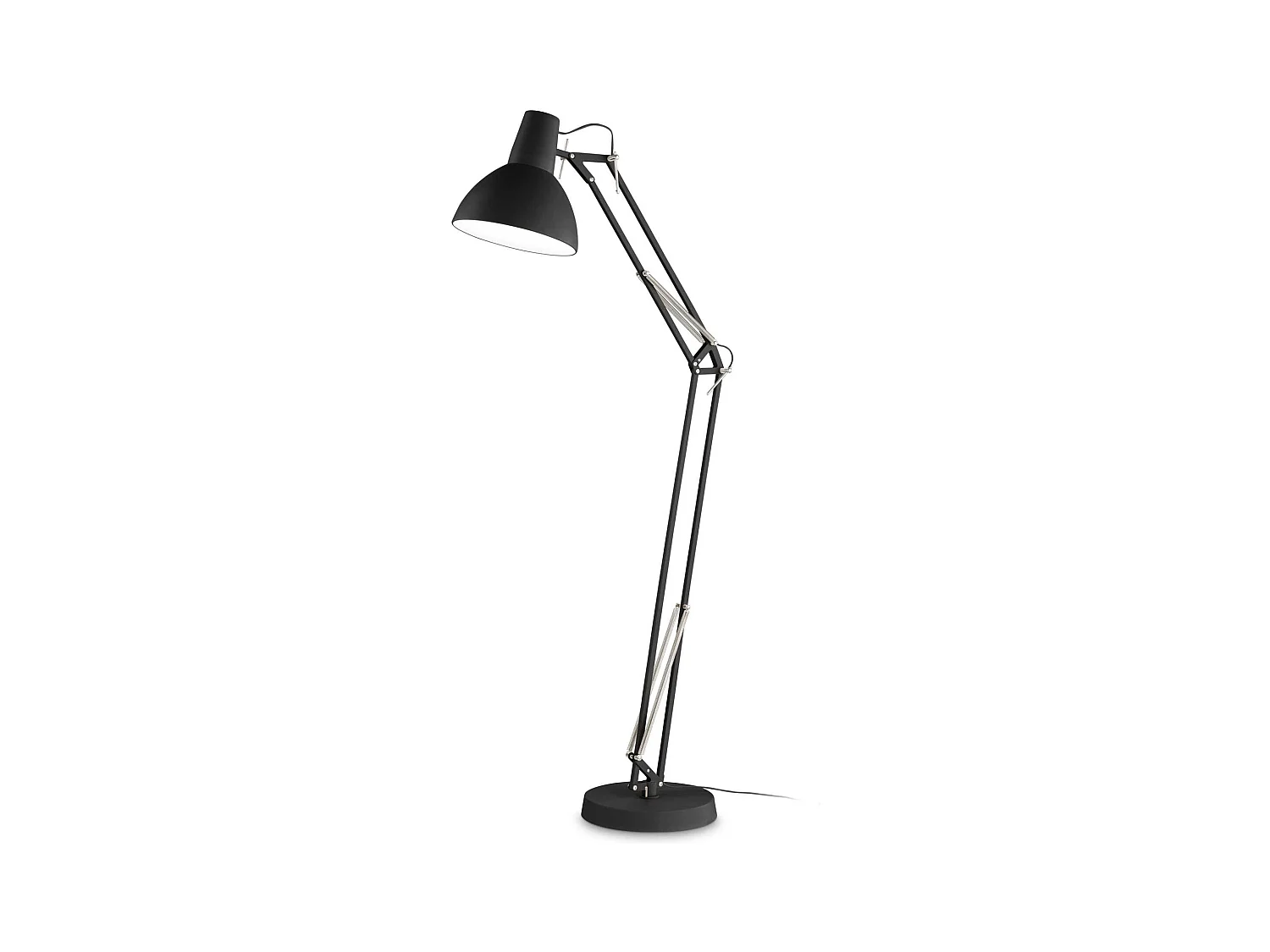 Lampadaire en métal noir à structure articulée
