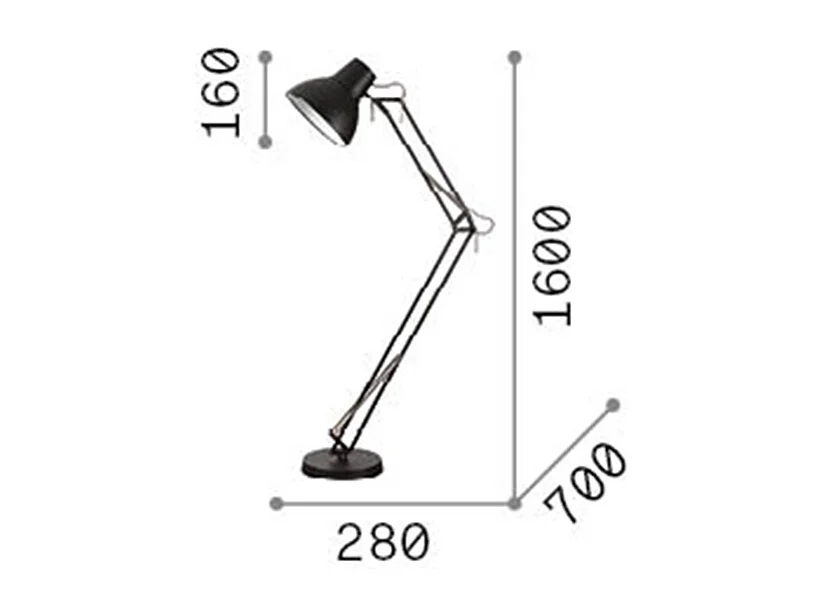 Lampadaire en métal noir à structure articulée